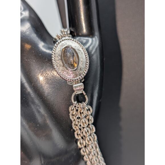 Vintage Avon Silver Tone 7 Strand Chain Necklace & Two Bracelet Set - Picture 2 of 8